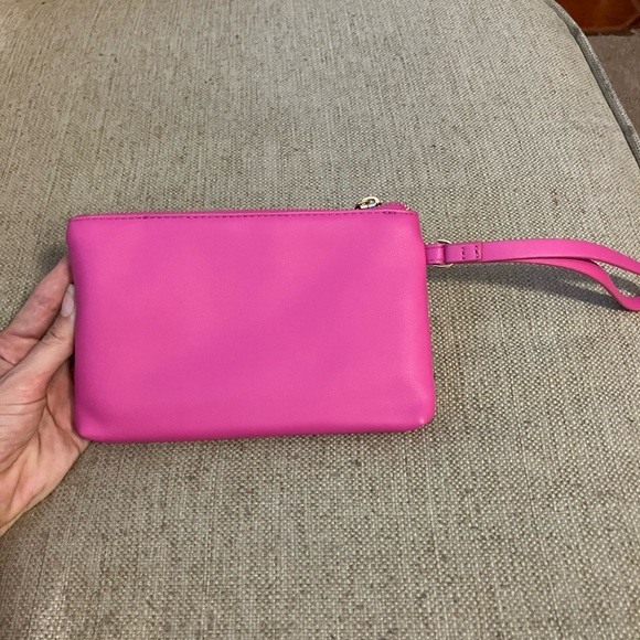 Bubble gum pink leather wristlet - Picture 1 of 4